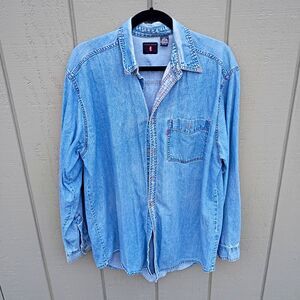 Levi’s Silver Tab Men’s M Blue Denim Cotton Long Sleeve Point Collar Pockets
